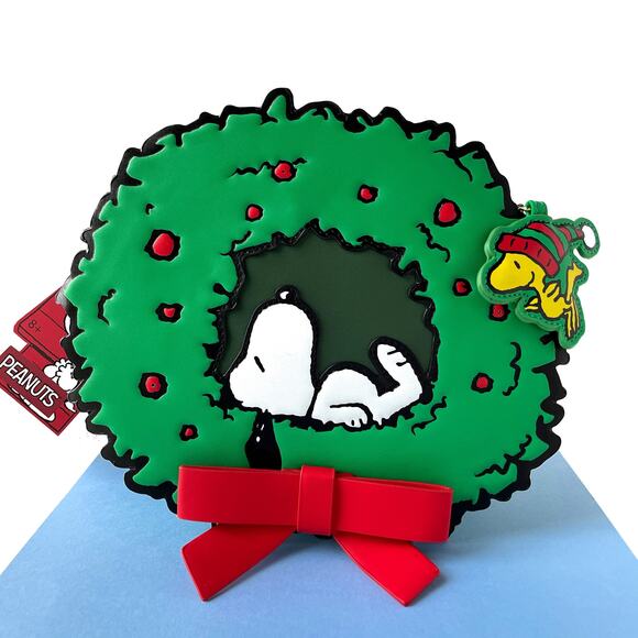Loungefly Snoopy Christmas Wreath Crossbody Woodstock Peanuts Light Up Holiday - Picture 2 of 13